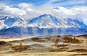 Altai mountains in Kurai area with North Chuisky Ridge on background