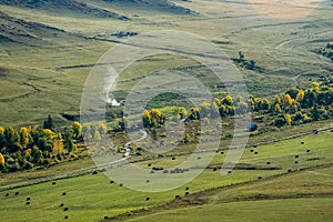 The altai mountains. landscape of nature on the Altai mountains and in the gorges between the mountains