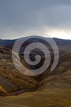 The altai mountains. landscape of nature on the Altai mountains and in the gorges between the mountains