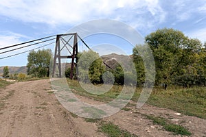 Anchorages of the old bridge over the Inya River near the village of Chineta in the Altai Territory