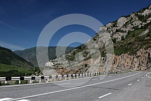 Altai State Natural Biospheric Reserve, road at Chuya River, Russia. photo