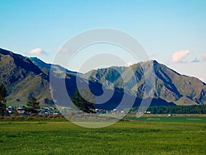 Altaian mountains and fields