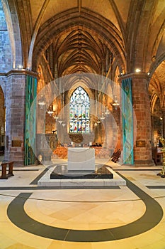 Altar and chancel in historic cathedral photo