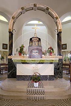 Altar in Church of Church of Beatitudes in Tabgha