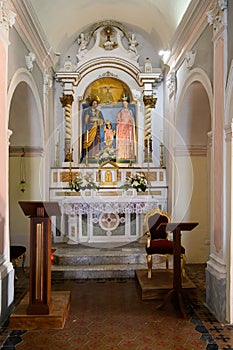 The altar of the church of Santa Maria dell`Isola in Tropea Calabria, ITALY