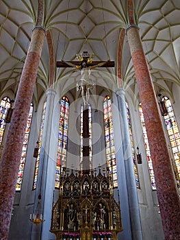 Altar of church St Martin with Jesus Christ on cross