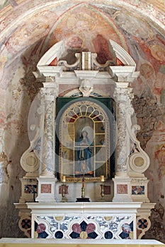 Altar in the church of Virgin Mary of Lakuc in Draga podno Dvigrada, Croatia