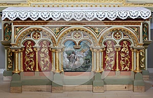 Altar decoration in the church of Saint Matthew in Stitar, Croatia