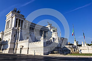 Altar of the Fatherland Vittoriano Monument in Rome, Italy. Side-view.