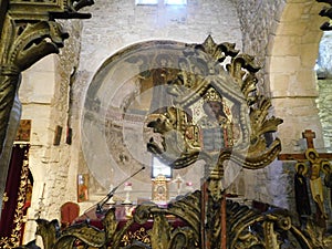 Altar iconostasis at an ancient Greek orthodox church in Cyprus