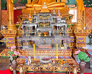 Altar inside the buddhist temple at Samui, Thailand