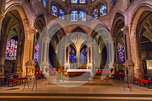 Altar Interior Stained Glass Saint Severin Church Paris France