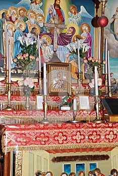 Altar in orthodox christian church in Jerusalem, Israel.