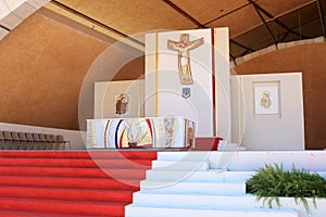 Altar outside Padre Pio Pilgrimage Church, Italy