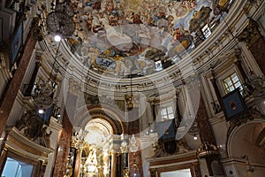 Ceiling of Basilica de Virgin de los Desamparados in Valencia in Spain photo