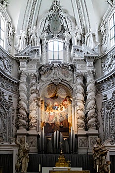 Altar piece painting and organ pipes