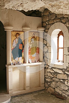 Altar at rock monastery