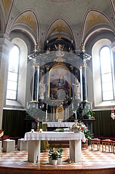 Altar in the Saint George church in Luson, Italy