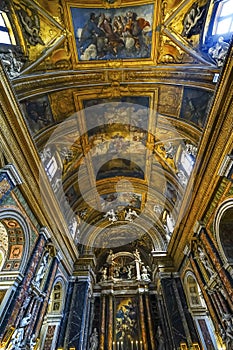 Altar Statues Frescoes Basilica Jesus and Mary Church Rome Italy
