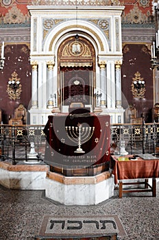 Altar view in the synagogue of Pecs