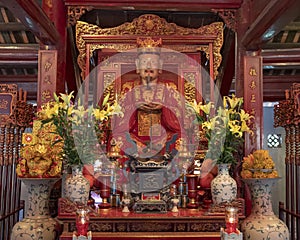 Altar for worship Confucius in Thuong Dien building, 4th courtyard, Temple of Literature, Hanoi, Vietnam