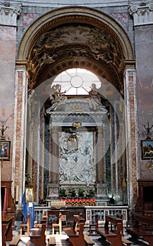Altarpiece in chapel of Our Lady of Miracles, Church San Giacomo in Augusta in Rome