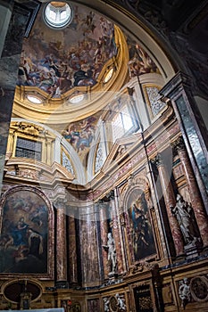 Altarpiece with paintings and dome with fresco in the church Santa Maria Maddalena dei Pazzi, Florence ITALY photo