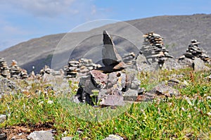 Altay stone piramides photo