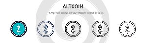Altcoin icon in filled, thin line, outline and stroke style. Vector illustration of two colored and black altcoin vector icons