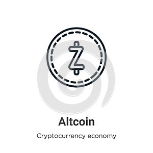 Altcoin outline vector icon. Thin line black altcoin icon, flat vector simple element illustration from editable blockchain