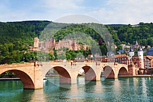 Alte Brucke, castle, Neckar river in Heidelberg