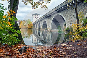 Alte Lahnbrucke bridge in Limburg an der Lahn, Germany