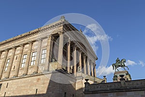 Alte Nationalgalerie and a equestrian statue in Berlin