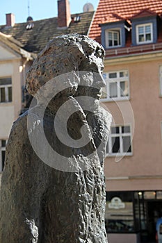 Altenburg, Germany - September 6, 2023: Monument to Spalatin, or Georg Burkhardt who was a German humanist, theologian, reformer