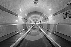 Alter elbtunnel hamburg germany black and white photo