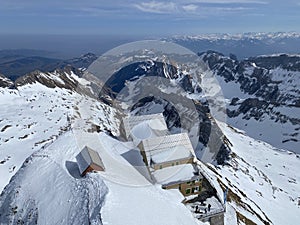The Alter SÃÂ¤ntis mountain inn on the SÃÂ¤ntis summit in the Alpstein massif das Berggasthaus Alter SÃÂ¤ntis auf dem SÃÂ¤ntisgipfel photo