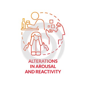 Alterations in arousal and reactivity red gradient concept icon