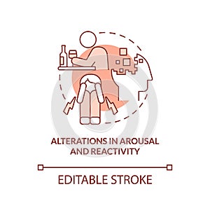 Alterations in arousal and reactivity terracotta concept icon photo