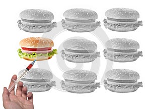 Altered sandwich with syringe photo
