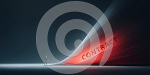 Alternate View of Lawyer Avatar with Glowing Contract Folder at Negotiation