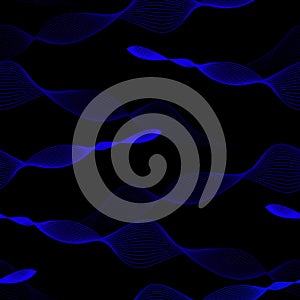 Alternating Abstract blue Lines Seamless Wave Pattern