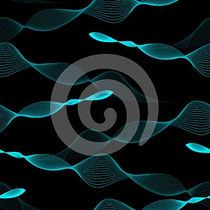 Alternating Abstract Teal Lines Seamless Wave Pattern