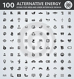 Alternative energy icons set