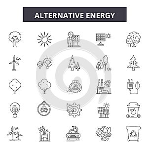 Alternative energy line icons, signs, vector set, outline illustration concept