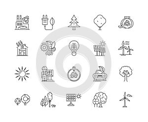 Alternative energy line icons, signs, vector set, outline illustration concept