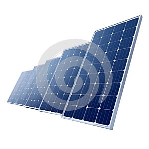 Energy source, solar panel gracefully absorbs sunlight on white background