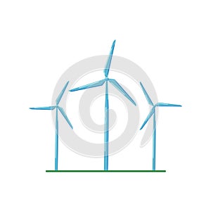 Alternative energy source, wind turbines on a white background. Flat style icon