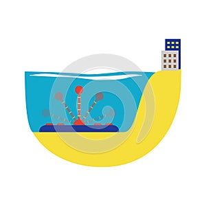 Alternative energy water turbine vector illustration.