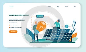 Alternative energy web banner or landing page. Idea of ecology