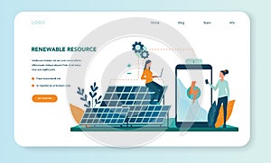 Alternative energy web banner or landing page. Idea of ecology